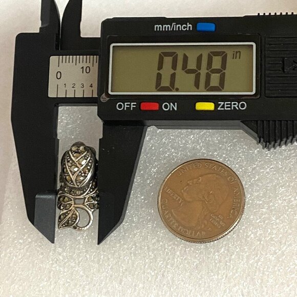 VTG Sterling Silver 925 Art Deco Style Marcasite Flower Rose Ring Sz 5.75 - Picture 13 of 16